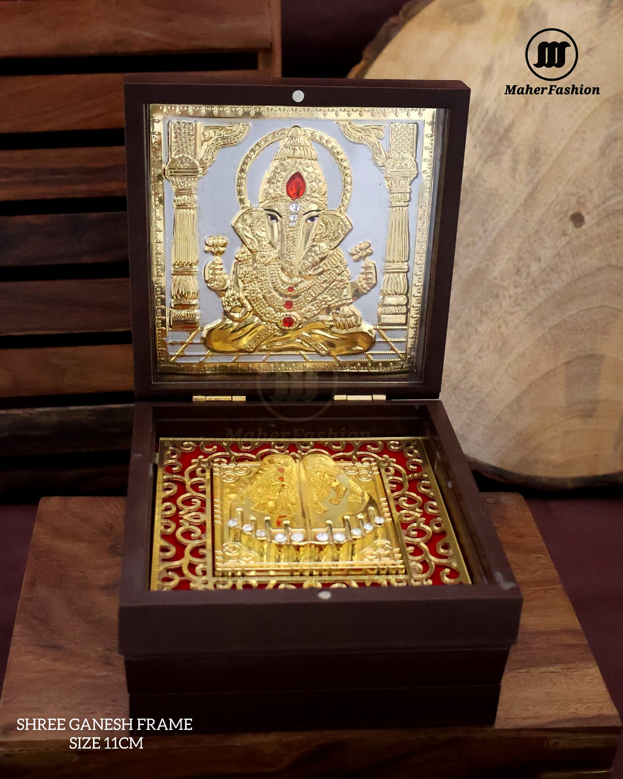 Gold Plated Shri Ganesh Ji Charan Paduka Set With Box For  Gift,For Pooja